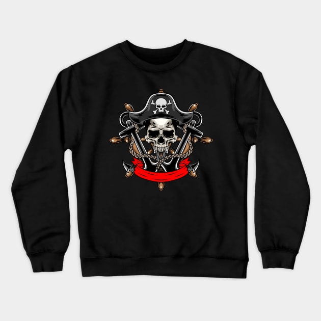 Anchor Skull Pirates Crewneck Sweatshirt by Harrisaputra